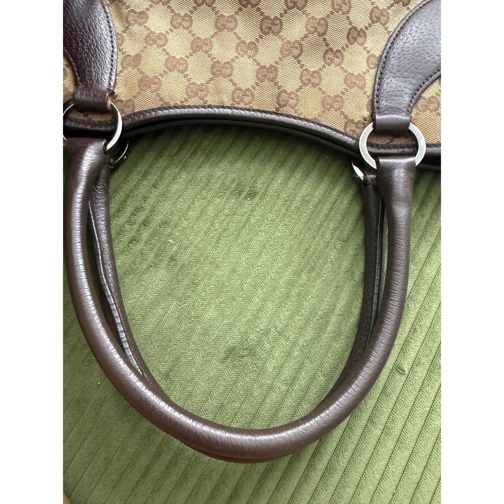 Gucci Abbey GG Monogram Canvas Leather Shoulder Bag Brown w/ issue Cert of Auth - Picture 7 of 10